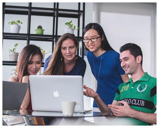 People collaborating on digital business growth strategy